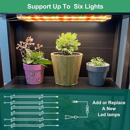 Grow Light for Indoor Plants Abonnyc 96 LEDS Plant Grow Light Strips 10 Inch Warm White Light & Red Light Full Spectrum with Auto On/Off Timer Sunlike Small Grow Lamp for Hydroponics Succulent, 4 Bars