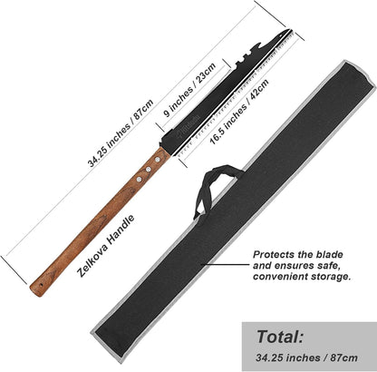 Hand Saw, Multifunction Camping Saw Outdoor Tools Long Saw with Machete for Bushcraft, Trees Cutting, Outdoor Hunting, Garden Work, Survival, Yard Work, XL Teeth Edition (Black)