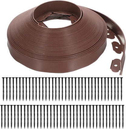 uxcell Landscape Edging, 1Pcs 80FT x 2" - No Dig Garden Edging Kit with 75 Stakes, Landscape Edging Border for Garden Lawn Flower Bed Yard Grass (Brown)