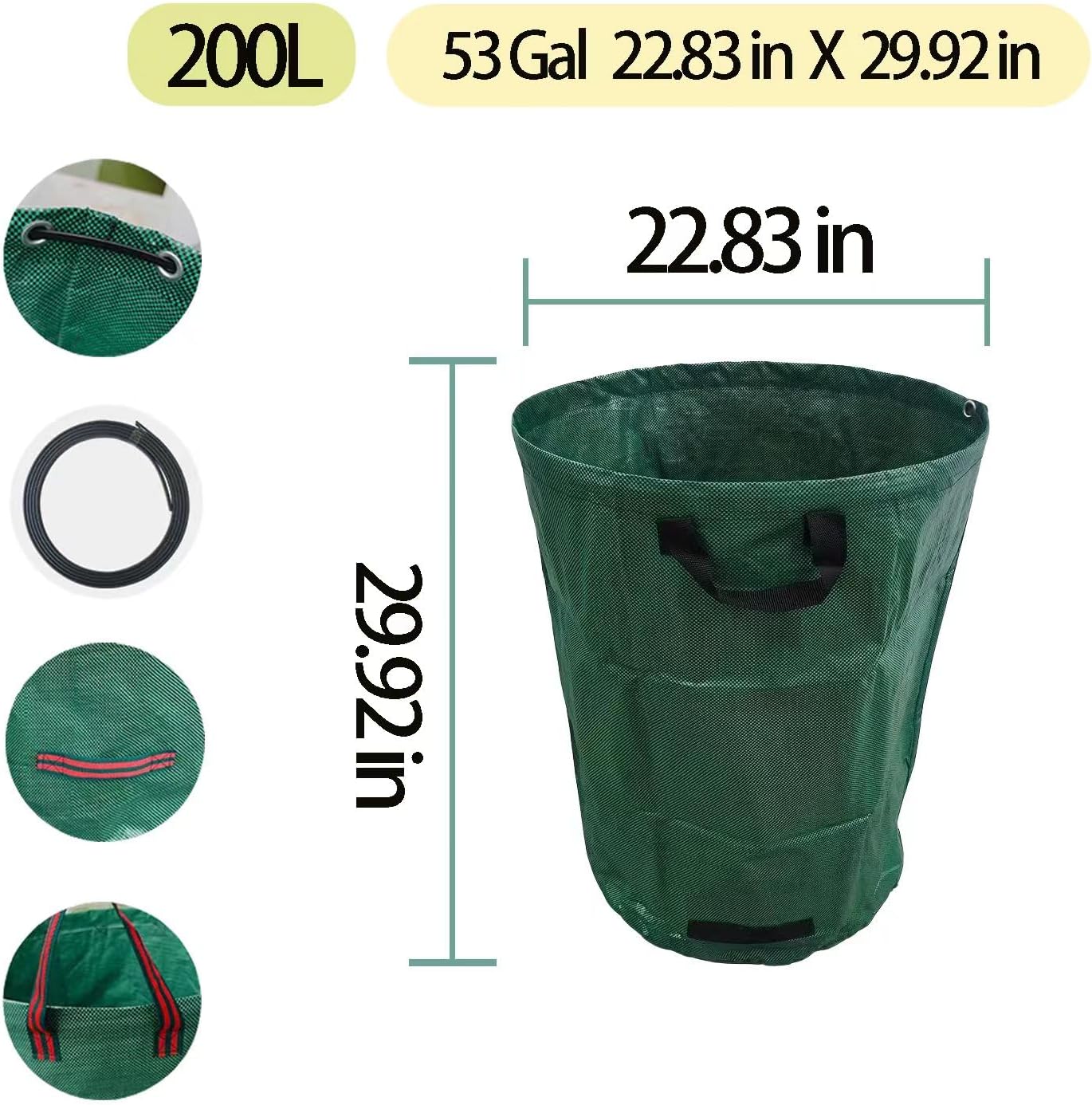 Reusable Yard Waste bags,Collapsible Leaf Bag with Gardening Gloves,Yard Debris Collapsible Bag With 4 Handles, for Leaves, Lawn Debris & Grass Clippings (53Gallon)