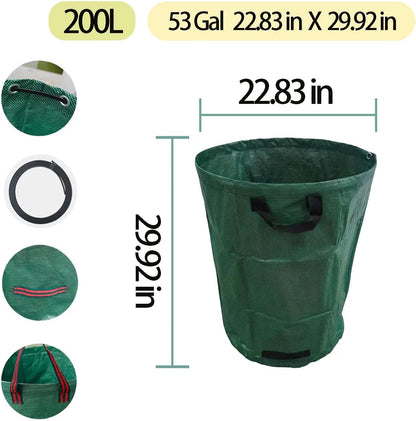 Reusable Yard Waste bags,Collapsible Leaf Bag with Gardening Gloves,Yard Debris Collapsible Bag With 4 Handles, for Leaves, Lawn Debris & Grass Clippings (53Gallon)