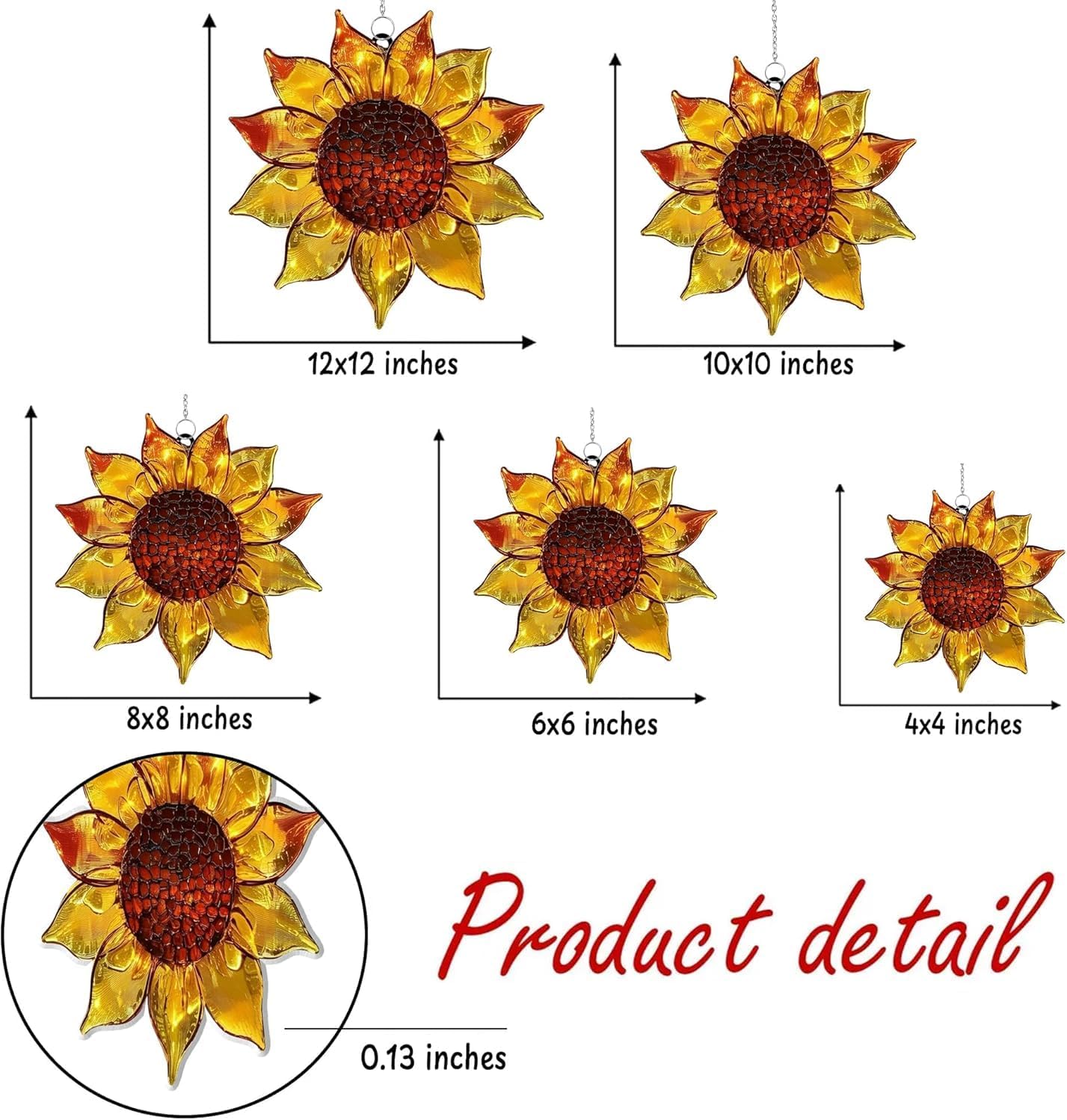 Sunflower Acrylic Suncatcher Stained Glass Effect Window Car Hanging Christmas Ornament Indoor Outdoor Decor Garden Sun Catcher Panel for Sunflower Lover for Women Mom Grandma