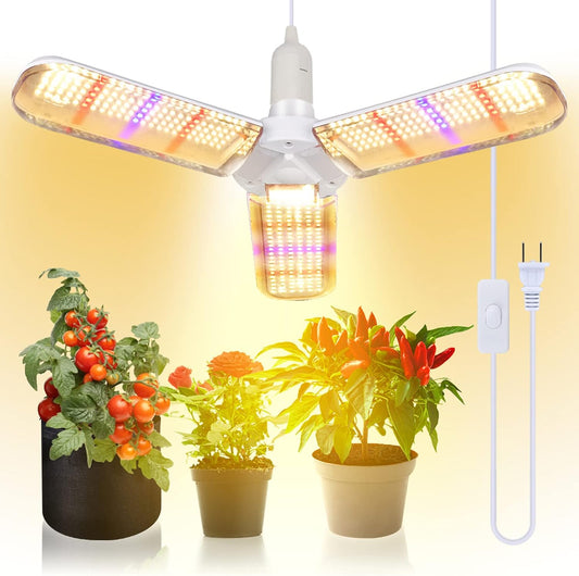 150W LED Grow Light Bulb 414 LEDs Sunlike Full Spectrum Foldable Plant Grow Light with Extension Hanging Pendant Light Cord Cable, Led Grow Lamp for Indoor Plants, Greenhouse, Hydroponic , E27 Base