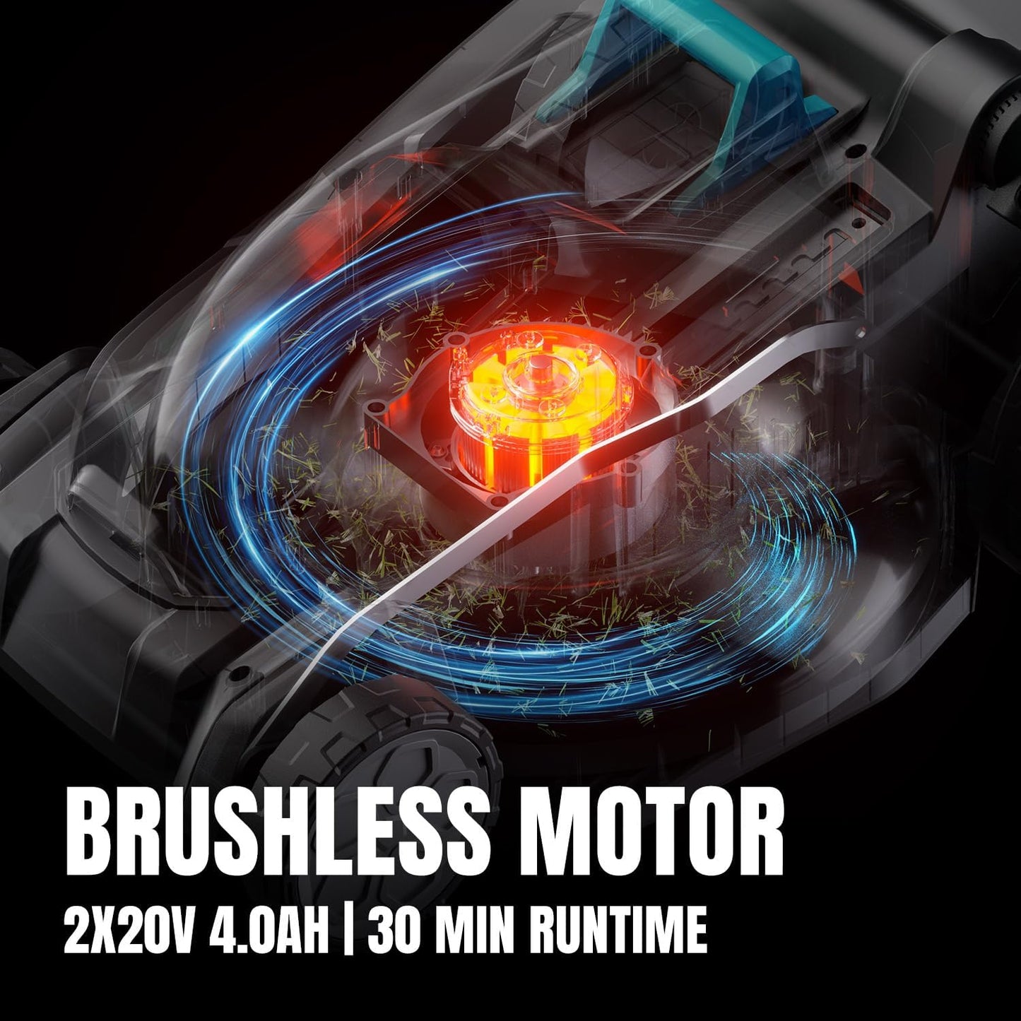 40V 18 inch Lawn Mower Cordless, Brushless Push Lawn Mower with 6-Position Cutting Height Adjustment, 2x4.0Ah Battery & Dual Charger Included