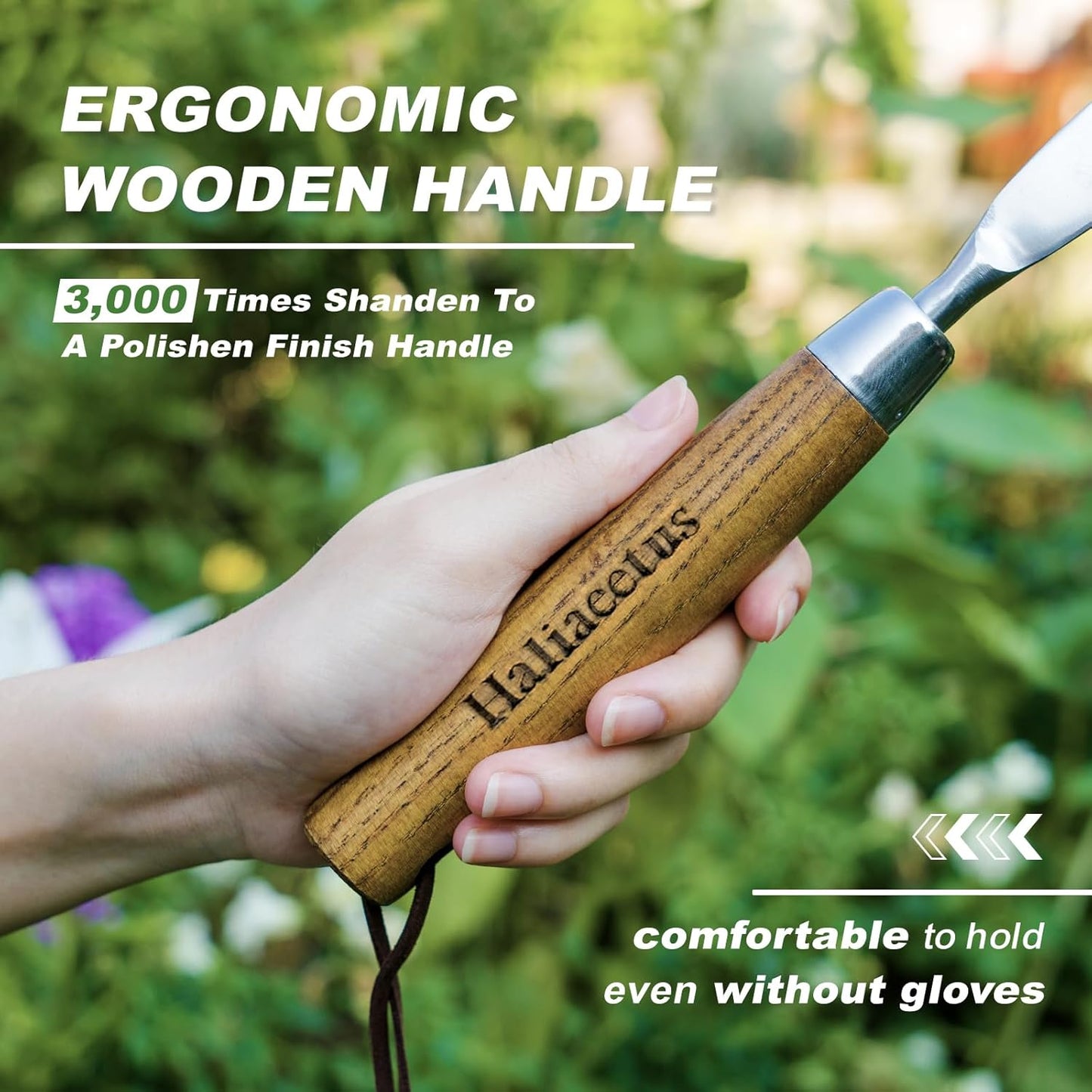 Haliaeetus Crack Weeder, L-Shape Stainless Steel Crevice Weeding Tool, Comfortable Grip Wood Handle Paver Weeder, 11'' Sidewalk Weed Removal Tool for Garden Lawn, Bricked Patio and Terrace Paving Moss