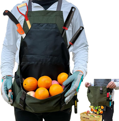 Extra Size Gardening Apron Waterproof Cross Back Apron Women, 600D Polyester Heavy Duty Men Apron Harvest Bag