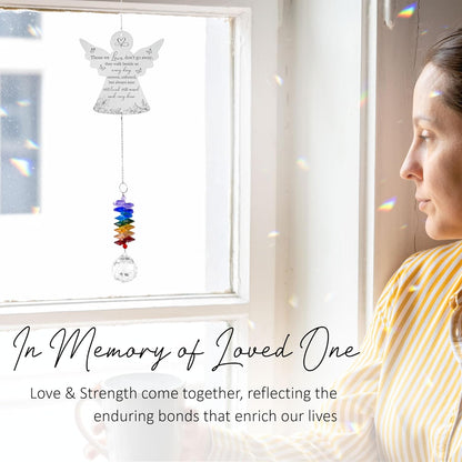 Memorial Suncatcher Ornament - Those we Love Don't go Away - Sympathy Gift for Loss of Loved One - Crystal Rainbow Maker - Bereavement Hanging Crystal Decor - Loss of Mom Dad Friend Pet