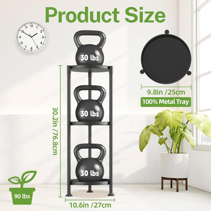 iDavosic.ly 3 Tier Plant Stand Indoor with 10 Inch Wide Tray, Vertical Corner Metal Outdoor Flower Display Holder Shelf, Folding Tall Rack for Patio Porch Living Room, Modern Black