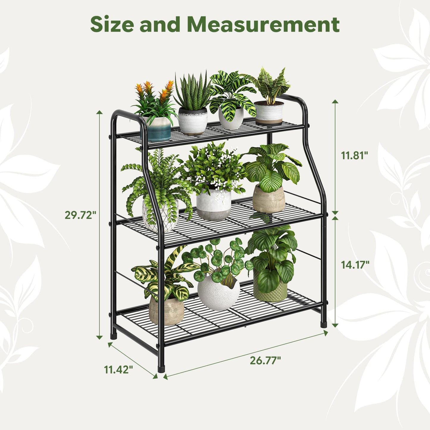 Simple Trending Plant Stand Indoor Outdoor, Plant Shelf for Multiple Pots Metal, 3 Tiers Large