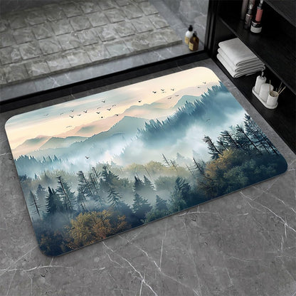 Bath Matcccccccc，Beautiful Misty Forest-16×24Inch (40 * 60cm)
