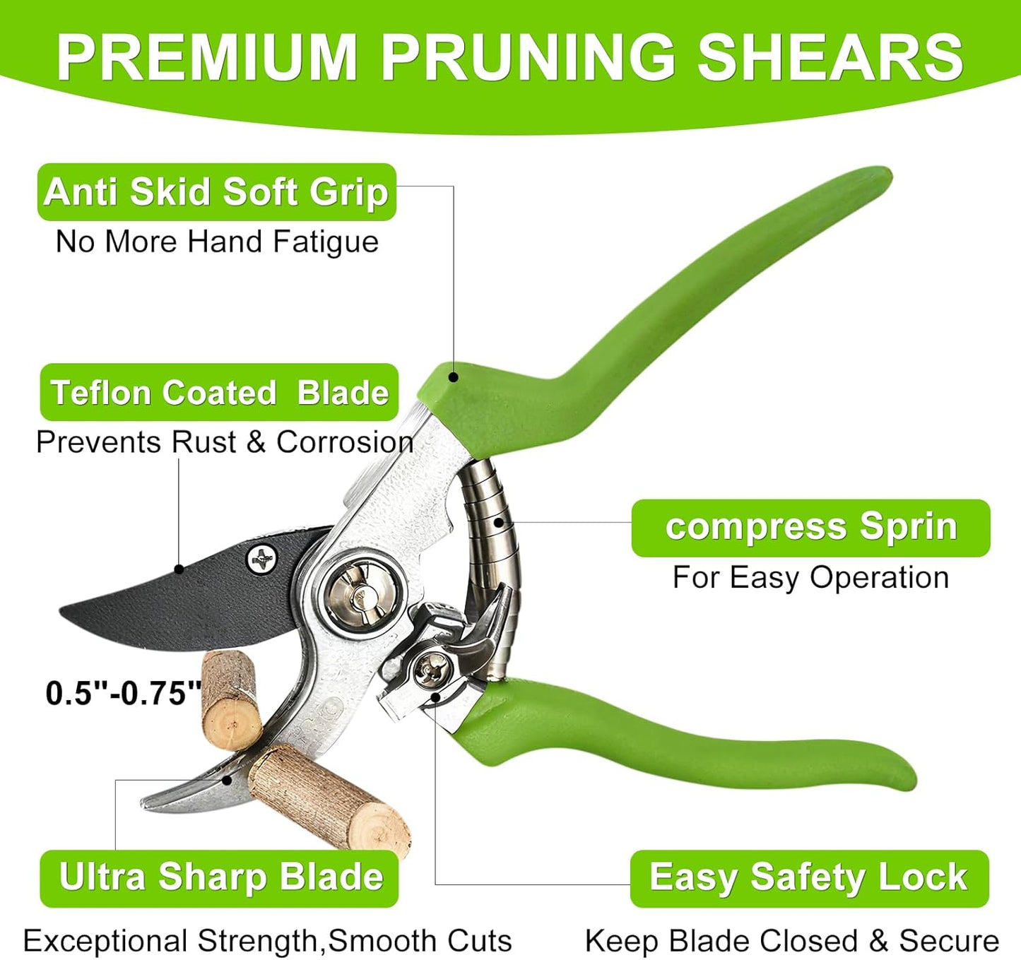 Loppers for Tree Trimmer 15" Branch Cutter Bypass Tree Clippers Rust-Resistant Blade,Tree Loppers Up to 1.5" Diameter Cut Capacity,Pruning Shears with Shock-Absorbing Handle,Gardening Pruners Tools