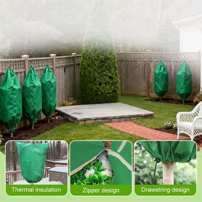 Plant Covers Freeze Protection, 4 Pack Zipper Drawstring Plant Cover, Reusable Frost Protection Covers for Shrubs Outdoor Garden, Large Plant Protection Bags (31.5×39.4（6pcs）)