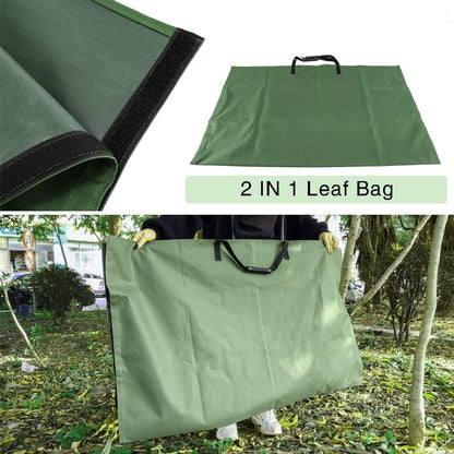 Leaf Bag for Collecting Leaves Reusable Garden Yard Waterproof 2 IN 1 Leaf Tarp Waste Bags Trash Canvas Heavy Duty Storage Lawn Container Collapsible with Handles for Collecting Leaves