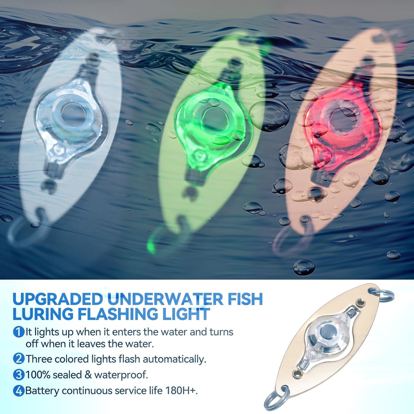 LED Underwater Fishing Lures，LED Lighted Bait Flasher，Deep Drop Fishing Lures，Fish Eye Attractive Light Bait Lure Lamp 5PCS