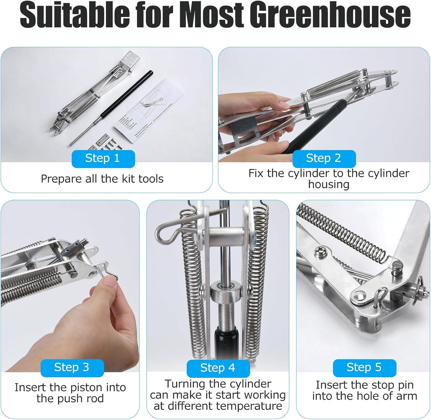 CHANGE MOORE Auto Vent Opener Automatic Greenhouse Window Opener Roof Vent Opener Auto Vent Kit Sensitive Gardening Tools Automatic Greenhouses Supplies (2Pcs Dual Spring Up to 33lbs)