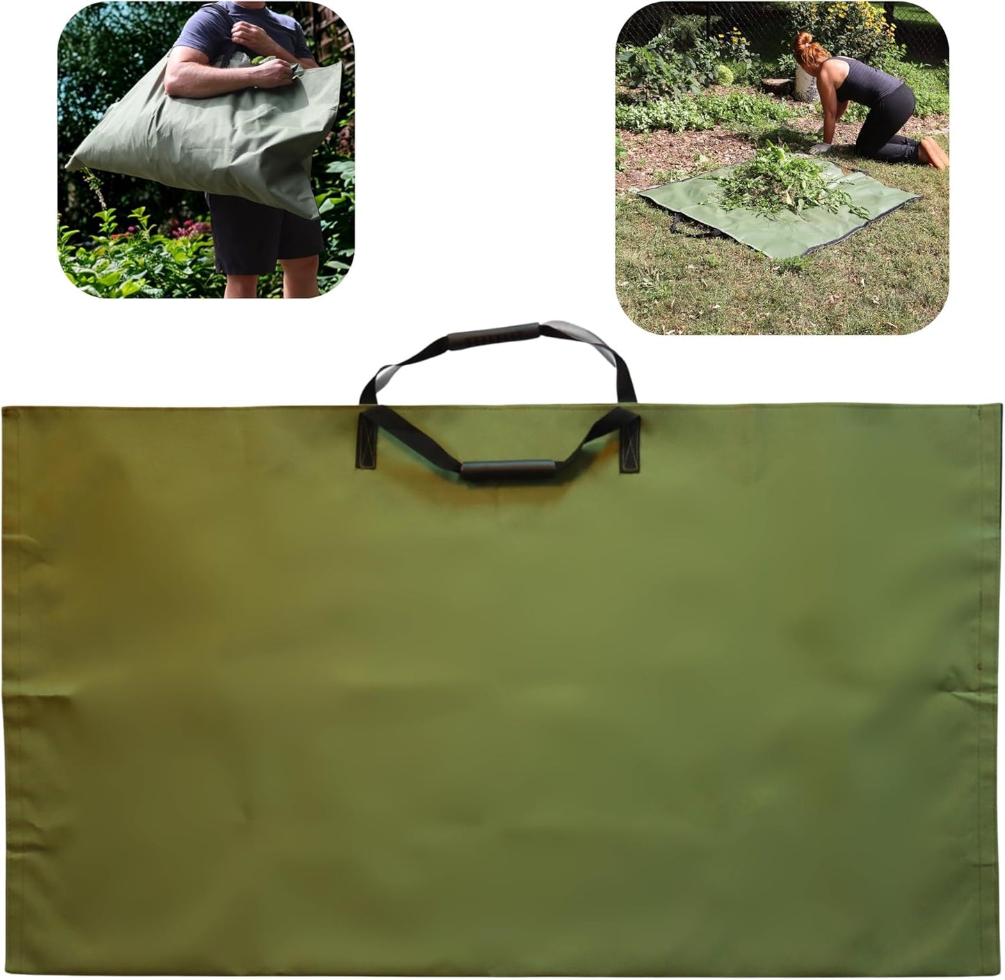 Garden and Landscape Bag, Portable Leaf and Weed Tarp with Handles, Reusable Leaf Bag, 48" X 56" Weed and Landscape Tarp