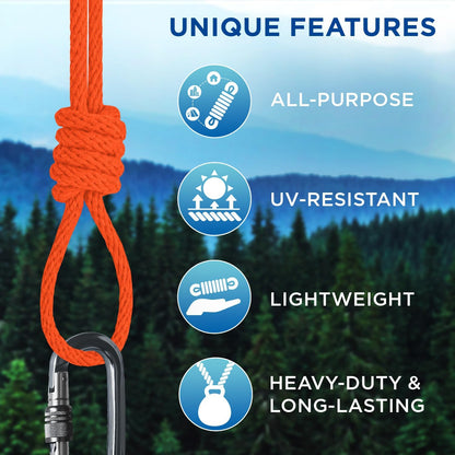TECEUM Cotton Rope 3/16” (5 mm) – 100 FT – Strong All-Purpose Braided Rope – Natural Cotton – for Crafting, Сamping, Clothes Line, DIY, Indoor & Outdoor Use – Orange