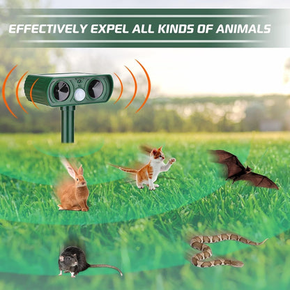 4 Pack Solar Ultrasonic Animal Repellent Outdoor Deer Repellent Cat Repellent Animal Raccoon Deterren Motion Detection Scare Squirrel, Rabbit Waterproof for Yard Farm Garden