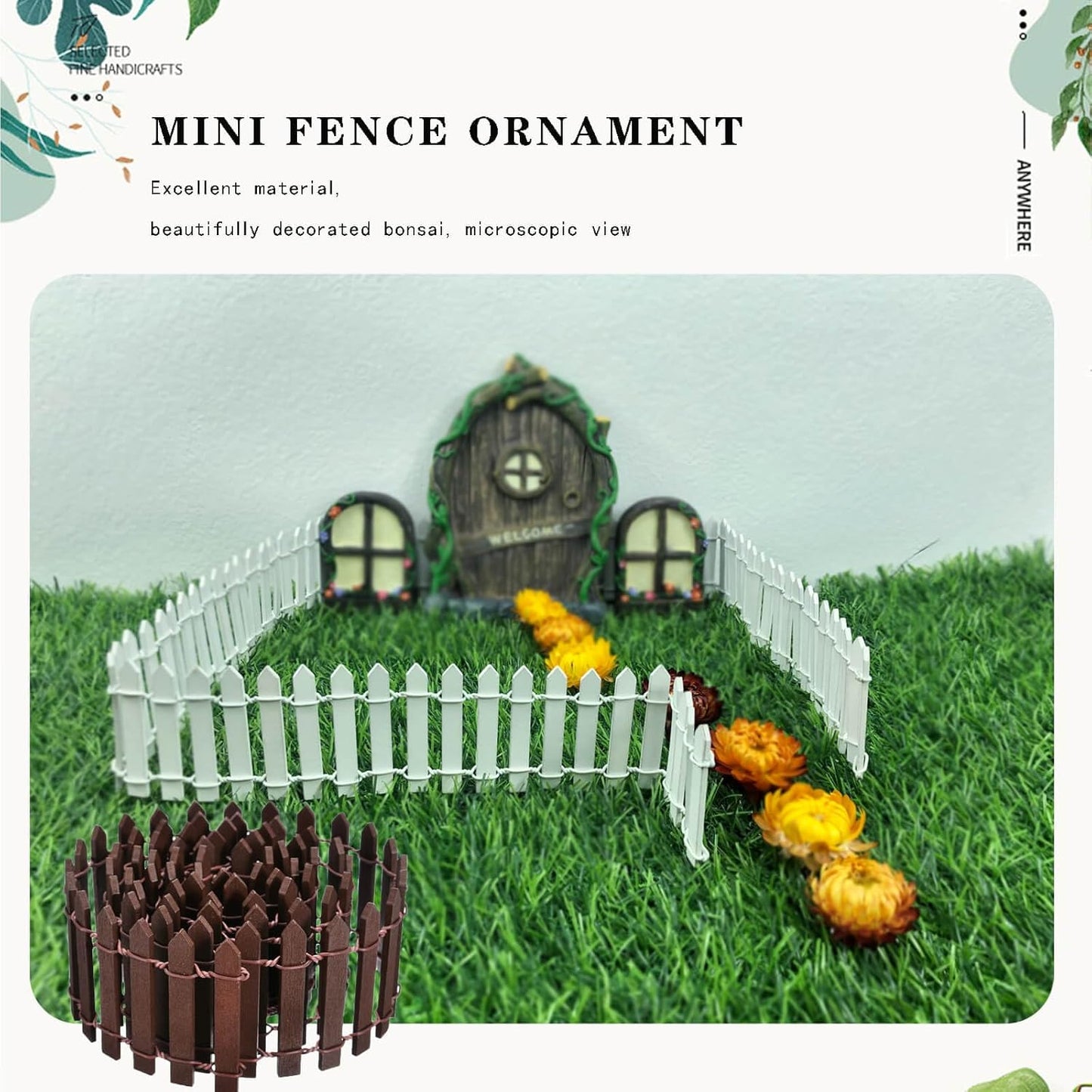 Miniature Fairy Garden Fence 35 Inches,Fairy Garden Accessories Outdoor Wood Picket Fence,DIY Flowerpot Decoration, Miniature Garden Decoration