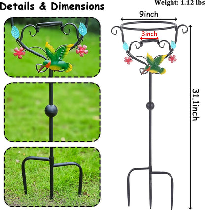 Hummingbird Gazing Globe Stand - 31.1" Metal Display with 3 Prongs Base for 10" Black Glass Balls - Outdoor Garden Yard Courtyard Lawn