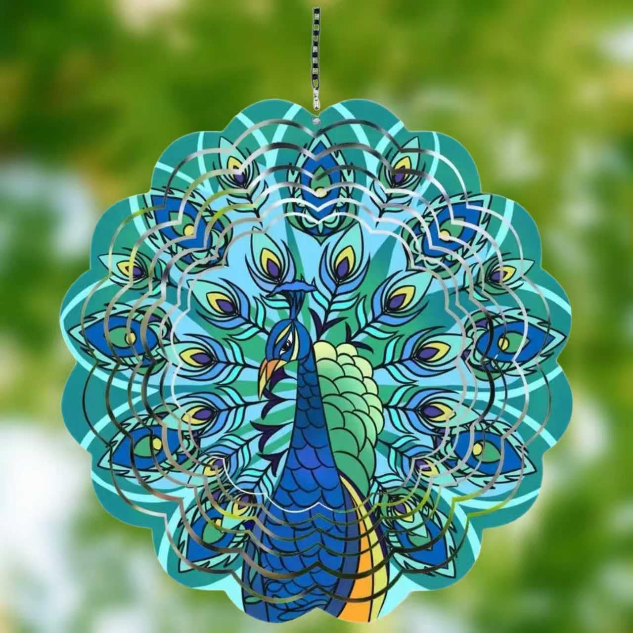 Metal Wind Spinners Outdoor Hanging Wind Spinner for Yard and Garden Decor for Outside-12In 3D Stainless Steel Peacock Wind Chime Gifts for Women Mom