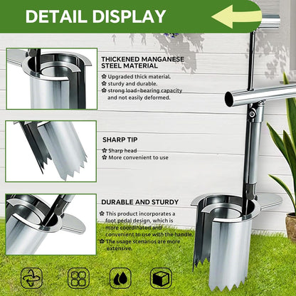 Bulb Planter Tool,new Stainless Steel plant seedling transplanter,Equipped with a foot pedal garden transplanter tool. Including plant support rods and twist ties,use for flowers fruit tree seedlings