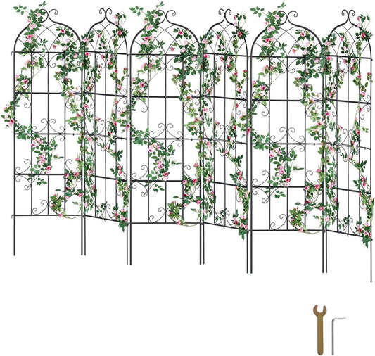 VEVOR Garden Trellis for Climbing Plants, 71 x 20 in, 6 Packs Rustproof Metal Garden Flower