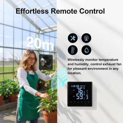 GROWNEER 12 Inch Exhaust Fan with Temperature Humidity Controller, 1200CFM Remote Control Shutter Exhaust Fan, 10-Speed Adjustable Wall Mount Attic Fan for Greenhouses Garages Sheds