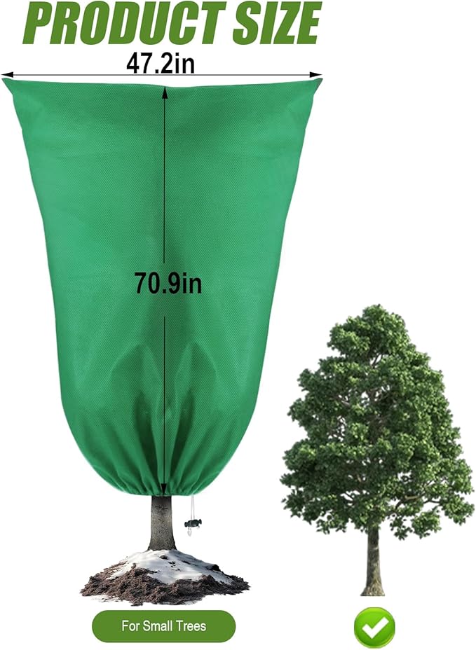 5Pcs Plant Frost Protection Covers 47.2x70.9 Inches – Reusable Breathable Freeze Blankets with Drawstring, Waterproof Non-Woven Fabric Frost Cloth for Winter Plant, Shrub, Tree, and Garden Protection