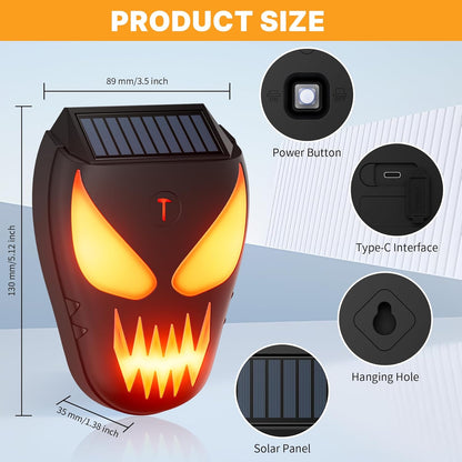 Solar Nocturnal Animal Repeller 1 Pack - Coyote, Raccoon, Fox, Skunk, Deer, Hawk Outdoor Repellent Deterrent - Amber LED & Waterproof Predator Lights for Chicken Coop,Farm,Yard,Garden - Halloween