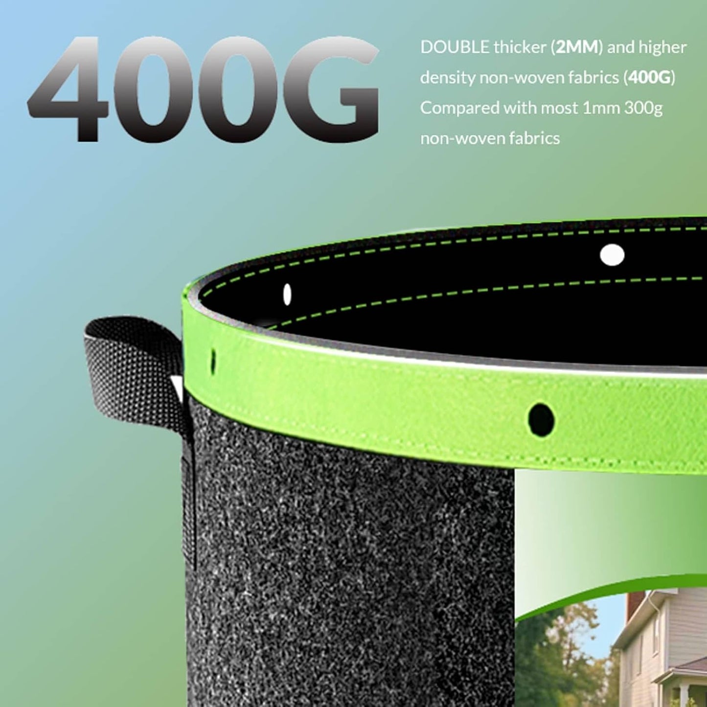 Grow Bags 6 Pack 2MM 400G More Heavy Duty Thickened Nonwoven Garden Plant Fabric Pots (Black, 2 Gallon)