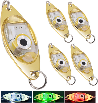 LED Underwater Fishing Lures，LED Lighted Bait Flasher，Deep Drop Fishing Lures，Fish Eye Attractive Light Bait Lure Lamp 5PCS