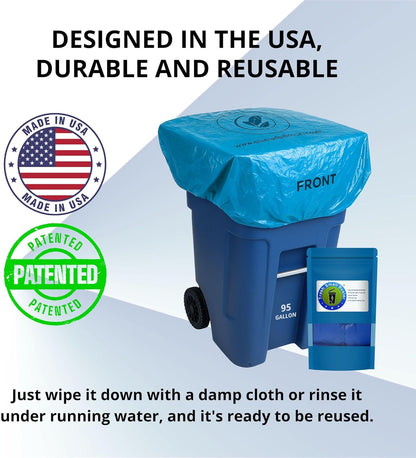 Trash Can Cover Biodegradable Odor Eliminating Bag with Elastic Rubber Band Lemon Scented Durable Chemical Free 95 Gallon 3 Pack