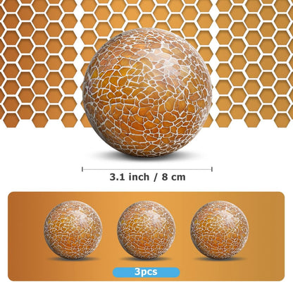 3 PCS 3.35inch Decorative Glass Orbs Mosaic Sphere Balls Bowls Vases Tray Solid Gradients Centerpieces Christmas Crack Festival Living Room Wedding Party