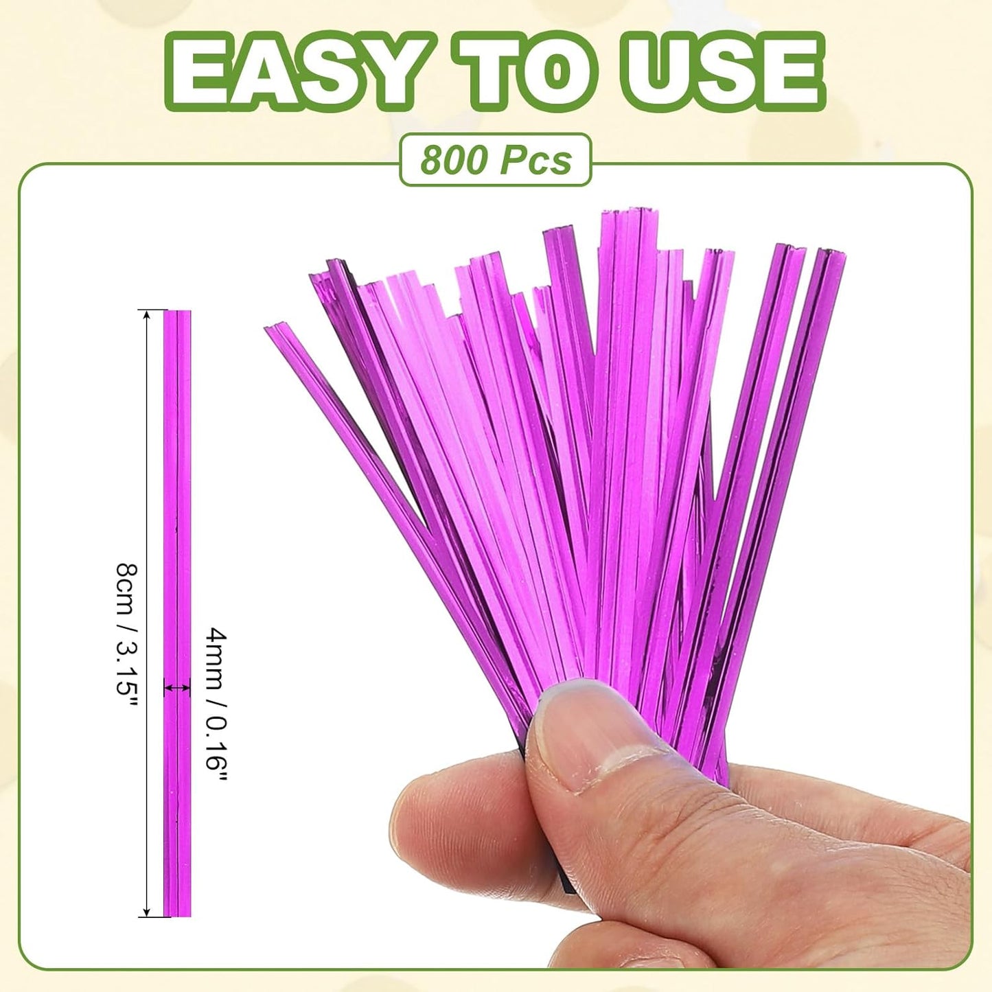 PATIKIL Bag Twist Ties 3 Inch, 800 Pcs Metallic Bread Ties for Treat Plastic Bags Gift Wrapping Candy Coffee Bag Plant Party Cake Favor, Purple