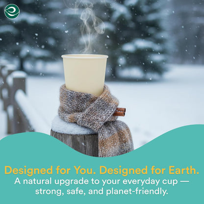 ECO SOUL 100% Compostable Plant-Based 16oz Hot Cups | (50 Count, 16 oz Hot Cups) | Disposable Bagasse Paper Cups | Eco-friendly Cups | Sturdy, Microwave & Oven Safe