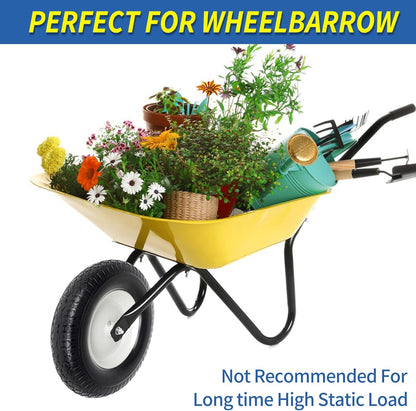 4.80/4.00-8" Flat-Free Tire and Wheel 16" Solid Wheelbarrow Tire, 6" Centered Hub, 5/8" Axle Bore Hole for Wheel Barrow Garden Utility Cart Replacement