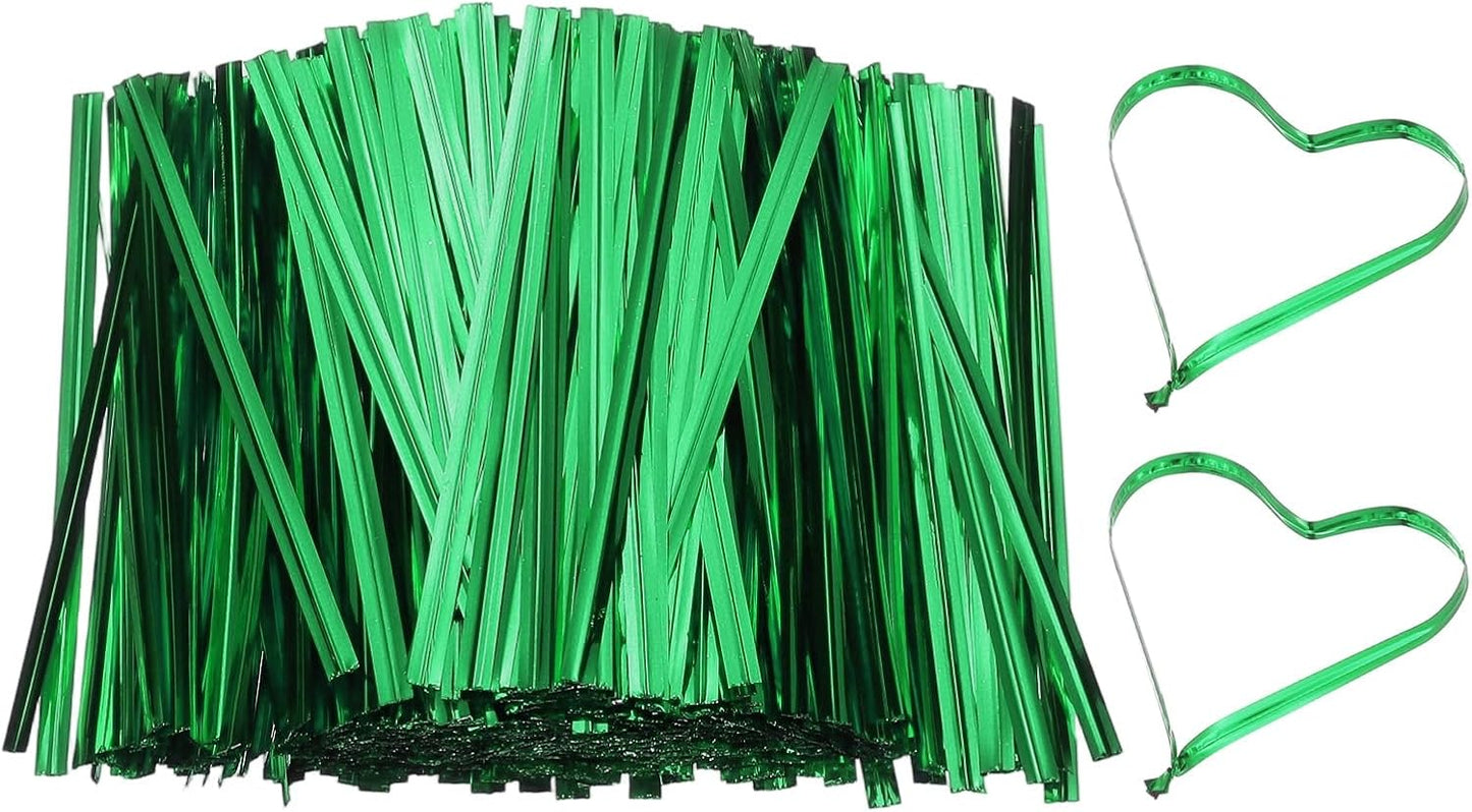 PATIKIL Bag Twist Ties 3 Inch, 800 Pcs Metallic Bread Ties for Treat Plastic Bags Gift Wrapping Candy Coffee Bag Plant Party Cake Favor, Green