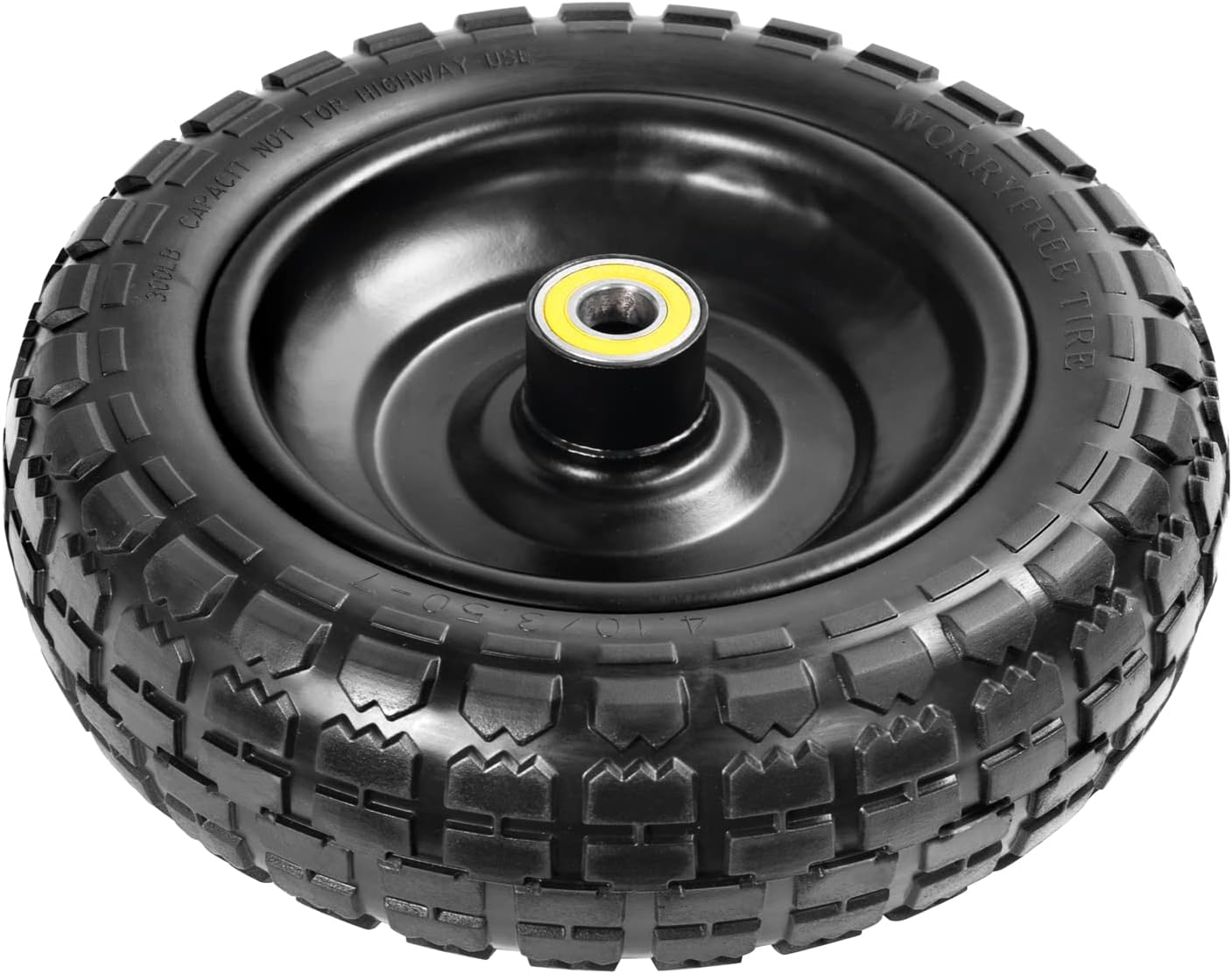Fit Gorilla Carts Wheels 10" No Flat Replacement Wheel, 4.10/3.50-4 Flat Free Solid Tire Compatible with Gorilla Cart,Hand Truck,Garden Cart-5/8 Axle Bore Hole 2.1" Hub (2 Pack)
