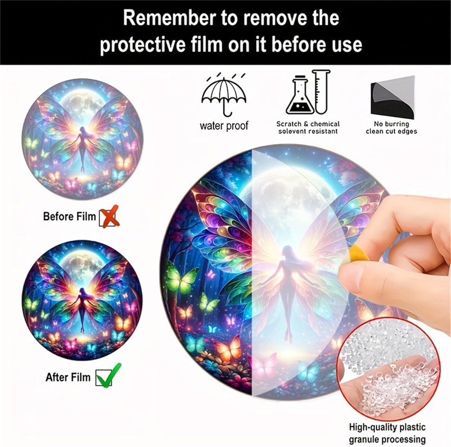 Butterfly Stained Suncatchers for Windows Forest Moon Fairy Hanging Stained Acrylic Panels, Kitchen Bedroom Garden Wall Art Decoration Gifts for Women Mom Grandma Teacher