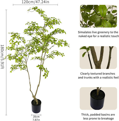 Artificial Gardenia Tree,6ft（1pack） Tall Fake Plants Artificial Mahonia fortunei Plants for Indoor, Fake Trees for Office Home Living Room Floor Patio Greening Porch Decor
