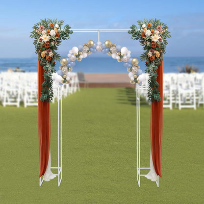 Wedding Arch Backdrop Stand, White Double Square Arch Backdrop Stand for Ceremony, 7.87ft Tall Metal Open Balloon Arches Garden Arbor Frame for Photo Background Decoration
