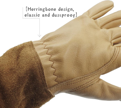 Long Gardening Gloves for Women/Men-Thorn Proof Rose Pruning Gloves,Water Repellent Leather work Gauntlet
