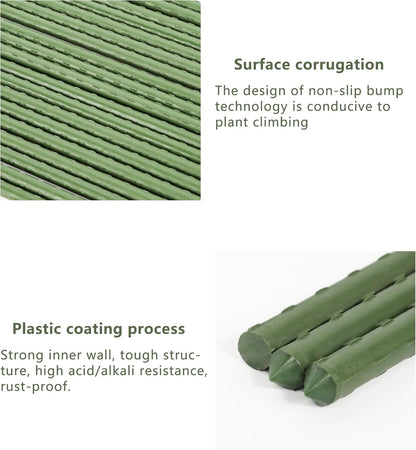 3ft Garden Stakes, Plastic Coated Steel Plant Stakes for Climbing Plants 25pcs