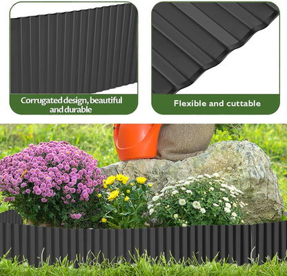 Corrugated Metal Garden Edging 6inch x 20ft, Landscape Edging Border, Flower Bed Edging Borders, Galvanized Edging Long Strips Yard Border for Lawn Edging Borders, Plants, Walkways (Black)