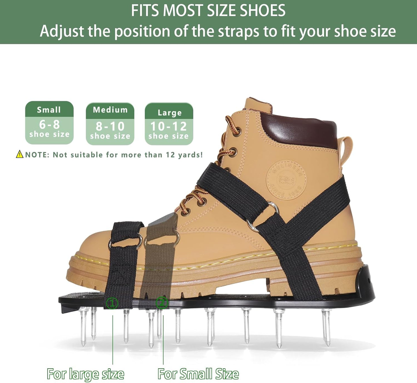 Lawn Aerator Shoes, Pre-Assembled Lawn Aerator Spiked Aerating Sandals with Adjustable Straps and Stainless Shovel, Heavy-Duty Spike Shoes for Men Women Aerating for Lawn, Yard, and Garden