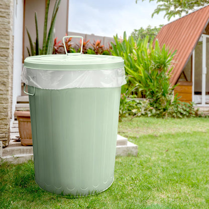 Plexon Large Metal Trash Can with Lid 20 Gallon, Decorative Outdoor Trash Can Heavy Duty Galvanized Metal Bucket with Lid for Garage Workshop Ash Storage Farmhouse, Green 2 Pack