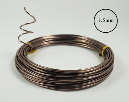 Anodized Aluminum Bonsai Training Wire 5-Size Starter Set with Canvas Bag - 1.0mm, 1.5mm, 2.0mm, 2.5mm, 3.0mm (147 feet total) - Choose Your Color (5 Sizes, Brown)