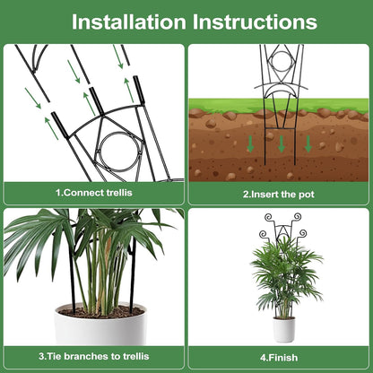 Indoor Plant Trellis for Climbing Plants 2 Pack Small Garden Metal Support for Potted Plants Flowers Houseplants for Outdoor