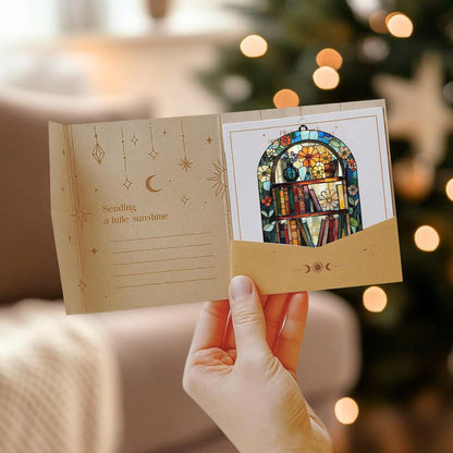 Floral Bookshelf Bookish Acrylic Suncatcher Stained Glass Effect Window Car Hanging Christmas Ornament Indoor Outdoor Decor Garden Bookworm Sun Catcher Book Lover for Women Mom Grandma